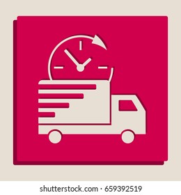 Delivery sign illustration. Vector. Grayscale version of Popart-style icon.