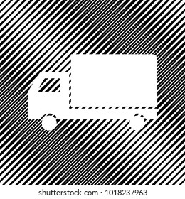 Delivery sign illustration. Vector. Icon. Hole in moire background.