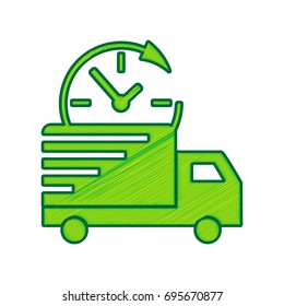 Delivery sign illustration. Vector. Lemon scribble icon on white background. Isolated