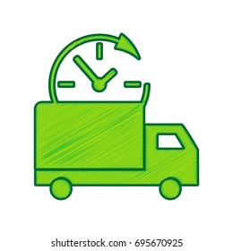 Delivery sign illustration. Vector. Lemon scribble icon on white background. Isolated