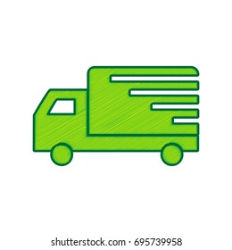 Delivery sign illustration. Vector. Lemon scribble icon on white background. Isolated