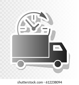 Delivery sign illustration. Vector. New year blackish icon on transparent background with transition.