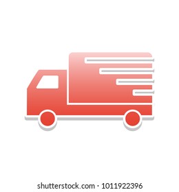 Delivery sign illustration. Vector. Reddish icon with white and gray shadow on white background. Isolated.