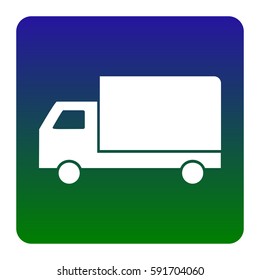 Delivery sign illustration. Vector. White icon at green-blue gradient square with rounded corners on white background. Isolated.