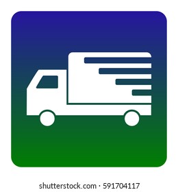 Delivery sign illustration. Vector. White icon at green-blue gradient square with rounded corners on white background. Isolated.