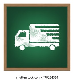 Delivery sign illustration. White chalk effect on green school board.