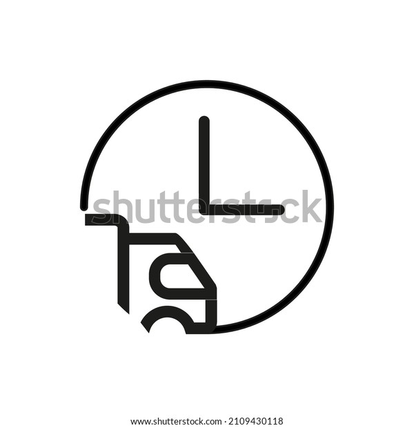 delivery sign\
logo, clock with a car illustration\
