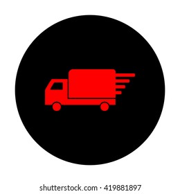 Delivery sign. Red vector icon
