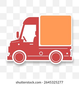 delivery silhouette cartoon car with box element sticker for marketing