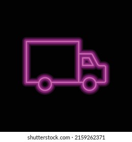 Delivery simple icon vector. Flat design. Purple neon style on black background.ai