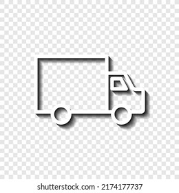 Delivery simple icon vector. Flat design. White with shadow on transparent grid.ai