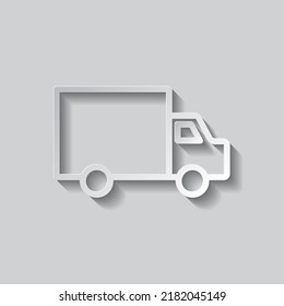 Delivery simple icon vector. Flat design. Paper style with shadow. Gray background.ai