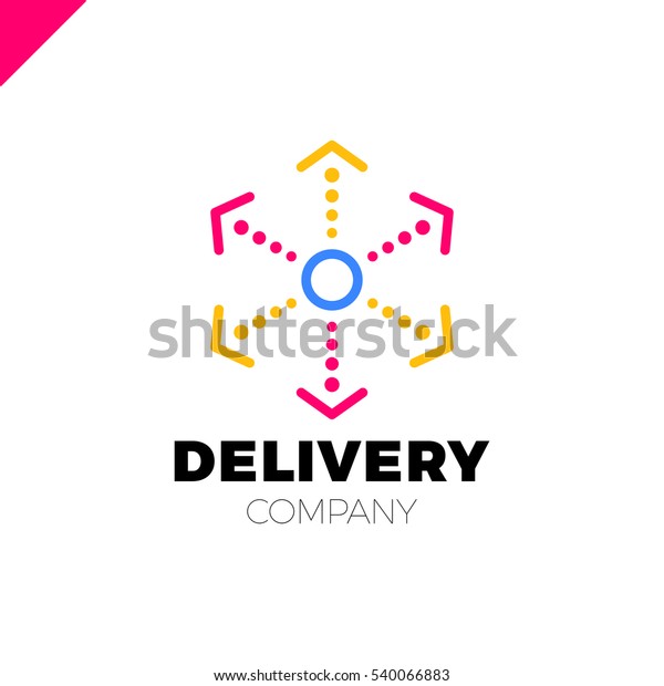 Delivery Six\
Arrow Logo. Circle in middle and\
dot