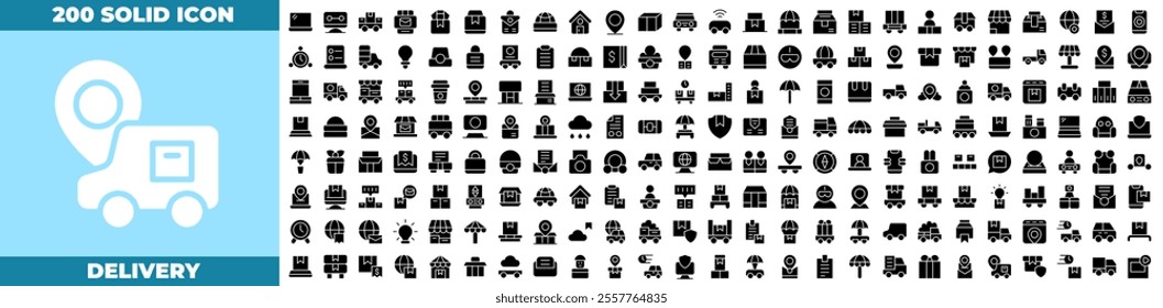 Delivery Solid Editable Icons set. Vector illustration in modern thin solid style of delivery icons: ship, delivery, shipment, etc