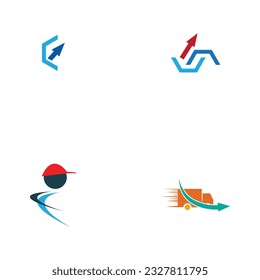 Delivery solution logo design,Delivery service, Delivery express logo design,Delivery man courier holding box,Logo design vector template Negative