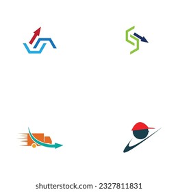 Diseño del logotipo de la solución de entrega, servicio de entrega, diseño del logotipo de entrega expresa, caja de retención del mensajero del mensajero de entrega, plantilla del vector de diseño del logotipo Negativo