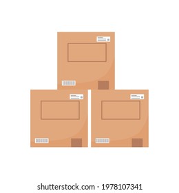 delivery stack boxes carton isolated style