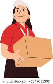 Delivery Staff Carrying Package Vector Illustration
