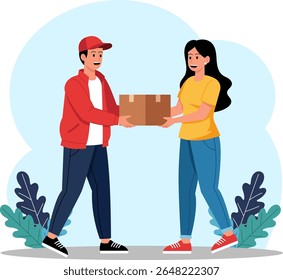 Delivery Staff Delivering Package E-commerce and Logistics Service