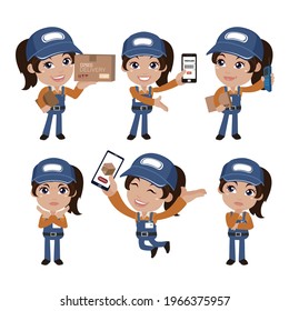 Personal de entrega con diferentes poses