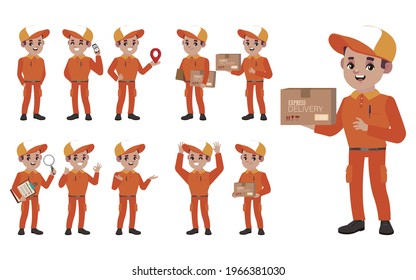 Delivery staff with different poses