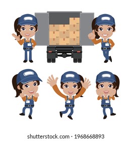 Delivery staff with different poses