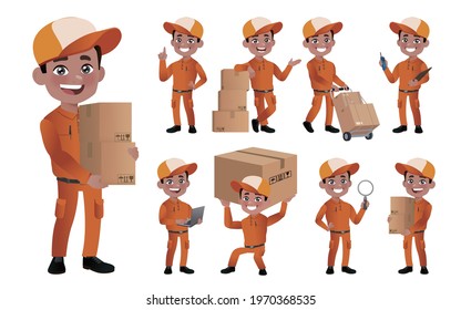 Delivery staff with different poses