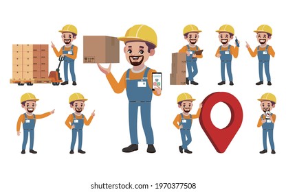 Delivery staff with different poses