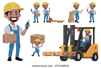 Delivery staff with different poses