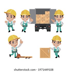 Delivery staff with different poses