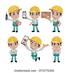 Delivery staff with different poses