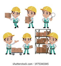 Delivery staff with different poses