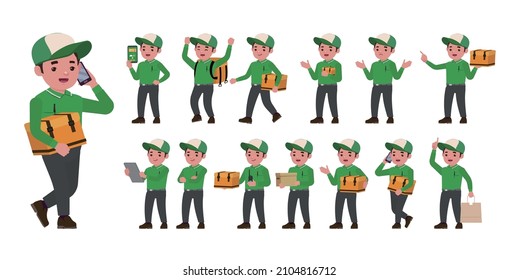 Delivery staff with different poses