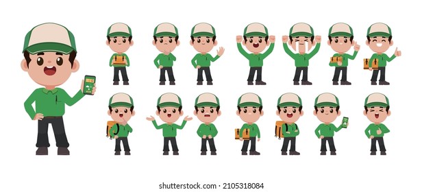 Delivery staff with different poses