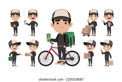 Delivery staff with different poses