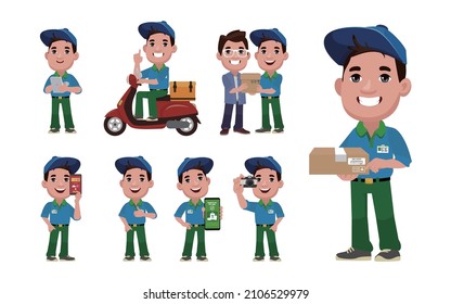 Delivery staff with different poses