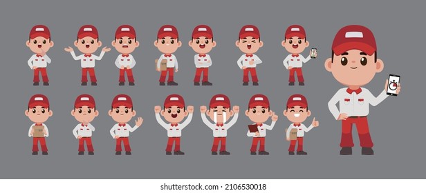 Delivery staff with different poses