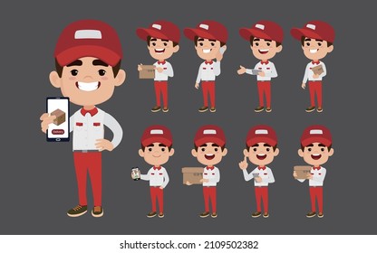 Delivery staff with different poses