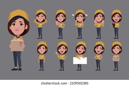 Delivery staff with different poses