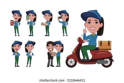 Delivery staff with different poses