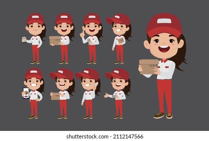 Personal de entrega con diferentes poses