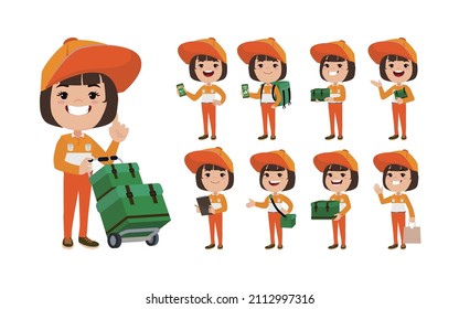 Delivery staff with different poses