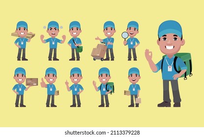 Delivery staff with different poses