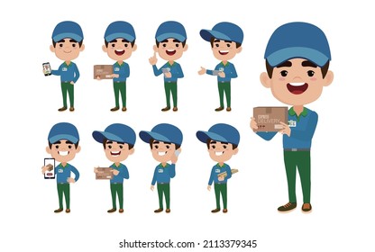 Delivery staff with different poses