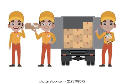 Delivery staff with different poses