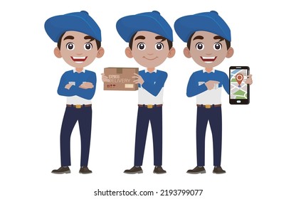 Delivery staff with different poses