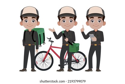 Delivery staff with different poses