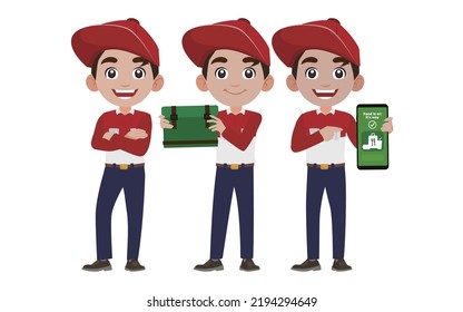 Delivery staff with different poses