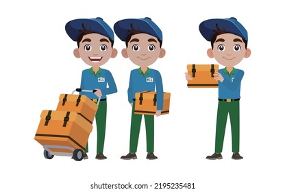 Delivery staff with different poses