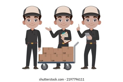 Delivery staff with different poses